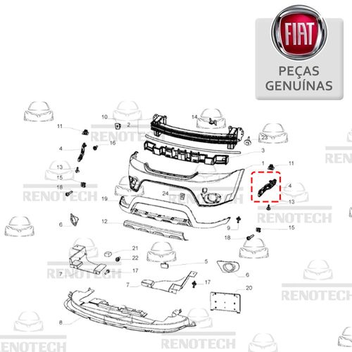 Guia Da Alma Parachoque Dianteiro Direito Fiat 500