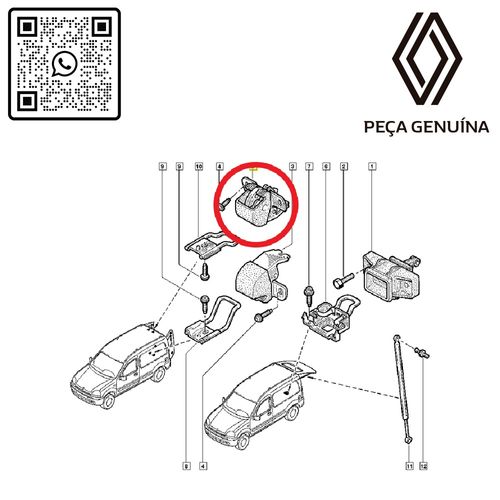 8200031628FECHADURA-PORTA-TRASEIRA-DIREITA-KANGOO