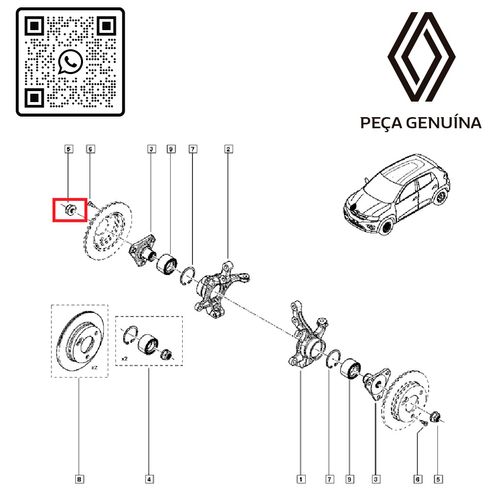 RN-26211R-402626211R-PORCA-CUBO-RODA-DIANT-TRAS-KWID-ORIG