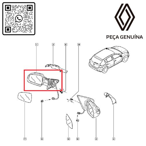 963026282R - RETROVISOR ELÉTRICO (COM PISCA) - PARA O LADO