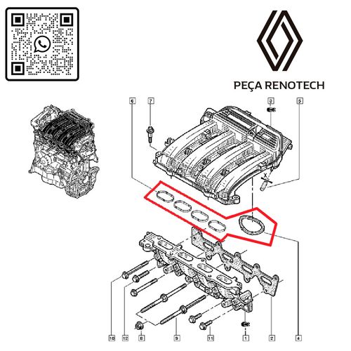 RN-152000-RX-8200052312-KIT-ANEIS-DE-VEDACAO-DO-COLETOR-DE-ADM.-MOT-K4M-1.6-16V-5-PCS