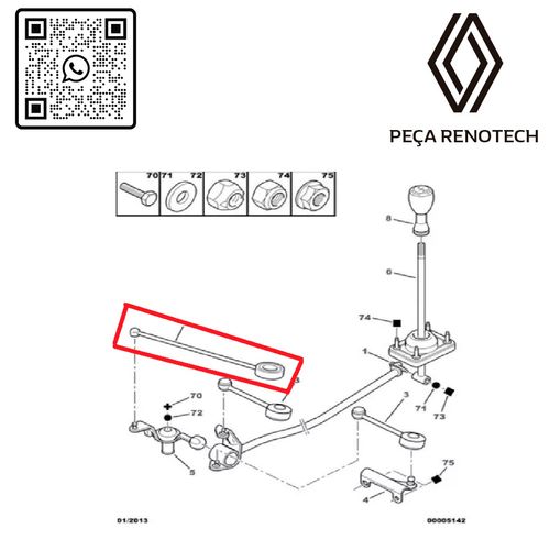 245281 - HASTE TRAMBULADOR(297mm) - MOTOR 1.6 16V - PEUGEOT PARTNER/BERLINGO - renotech
