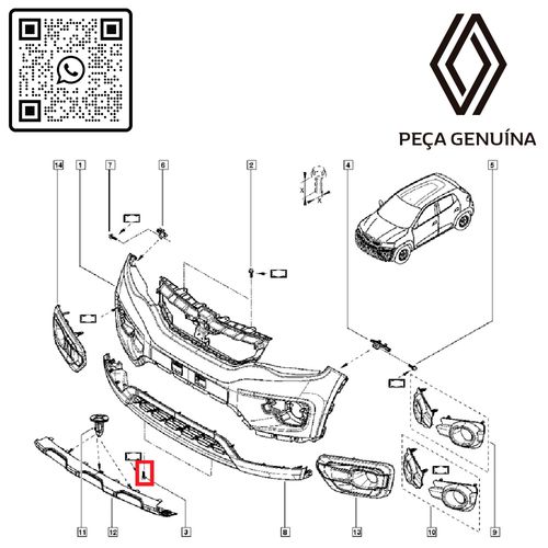 RN-88703R-681988703R-Parafuso-Da-Grade-Do-Parachoque-Dianteiro-Renault-Kwid
