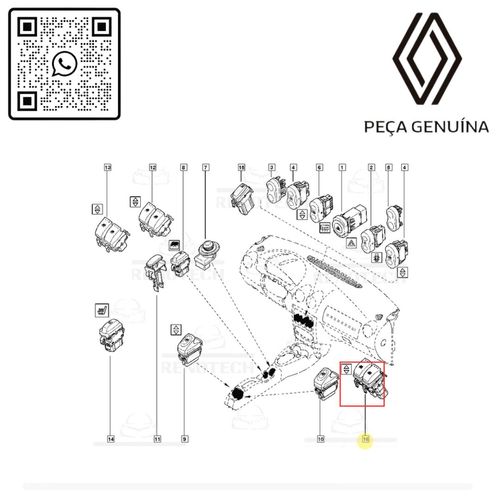 RN-12588R	254112588R	Botao-Vidro-Eletrico--duplo--Renault-Sandero