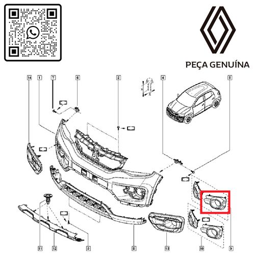 RN-35151R-261A35151R-Moldura-Farol-Milha-Esquerdo-Cromado-Kwid