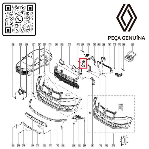 RN-60099R-628160099R-Defletor-De-Ar-L-d-Radiador-Renault-Sandero-Original