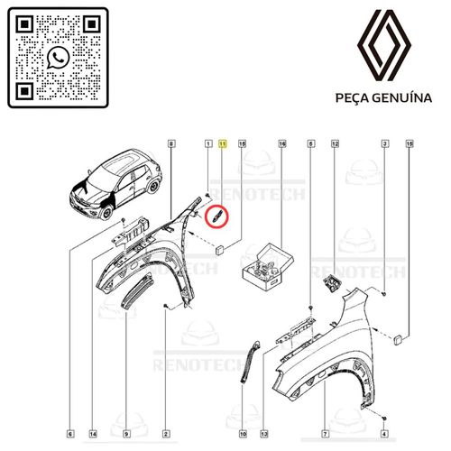 RN-82961R	631482961R	Suporte-Paralama-Dianteiro-Ld-Kwid-2018-2019-2020-2021-Orig