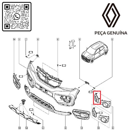 RN-25161R-261A25161R-Grade-Moldura-Farol-Milha-Direito-Renault-Kwid-Original