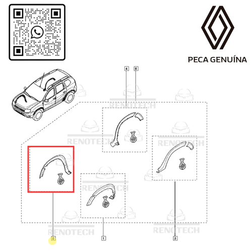 RN733852	7711733852	AlargadorMolduraParalamaDireitoOriginalRenaultDuster