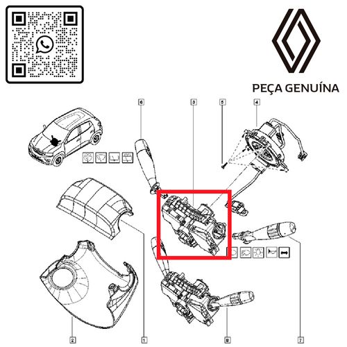 RN-75948R-255675948R-Suporte-Conjunto-Chave-Seta-Limpador-Renault-Kwid-Original RN-75948R-255675948R-Suporte-Conjunto-Chave-Seta-Limpador-Renault-Kwid-Original