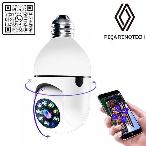 CÂMERA ESPIÃ VISÃO NOTURNA PANORÂMICA ROTATIVA 360 WIFI