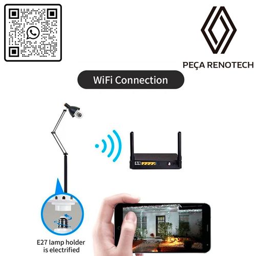 CÂMERA ESPIÃ VISÃO NOTURNA PANORÂMICA ROTATIVA 360 WIFI