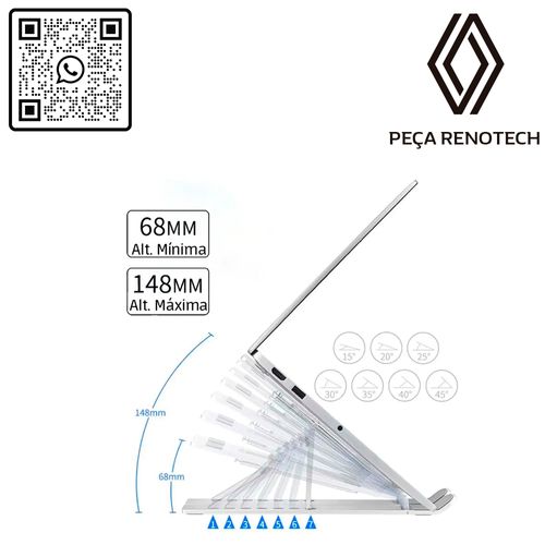 SUPORTE PARA NOTEBOOK E MACBOOK DE ALUMÍNIO DOBRÁVEL
