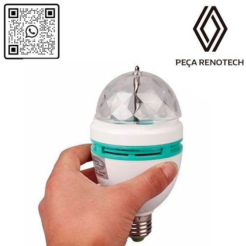 LÂMPADA GIRATÓRIA LED RGB BOLA MALUCA COLORIDA PARA FESTAS