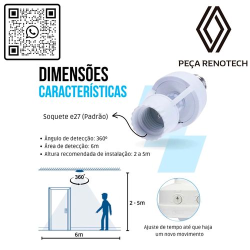 SENSOR DE PRESENÇA LÂMPADA COM FOTOCÉLULA SOQUETE E27