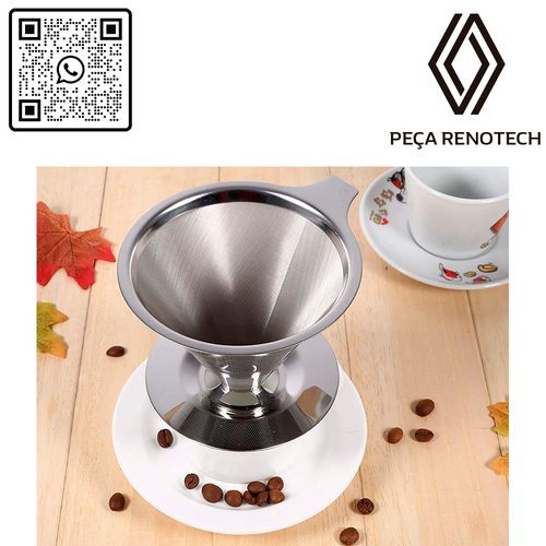 FILTRO COADOR DE CAFÉ INOX COM BASE SEM USO DE PAPEL