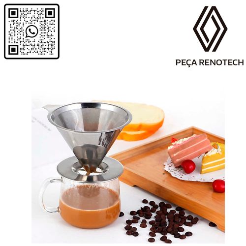 FILTRO COADOR DE CAFÉ INOX COM BASE SEM USO DE PAPEL