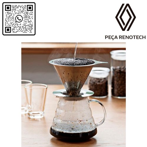 FILTRO COADOR DE CAFÉ INOX COM BASE SEM USO DE PAPEL